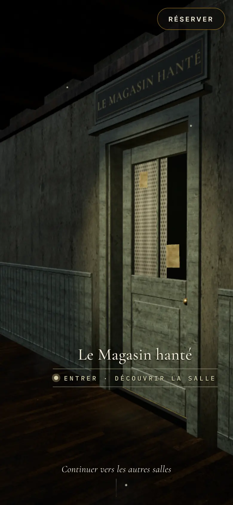La porte du Magasin hanté, cadrée pour le téléphone.