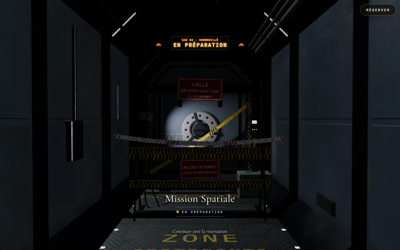 Le sas condamné de la Mission spatiale, salle en préparation.
